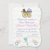 キウィバッシュグリーンシェブロンベビー物 招待状 (裏面)