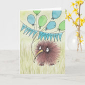 キウィバードハッピーバースデー カード (黄色い花)