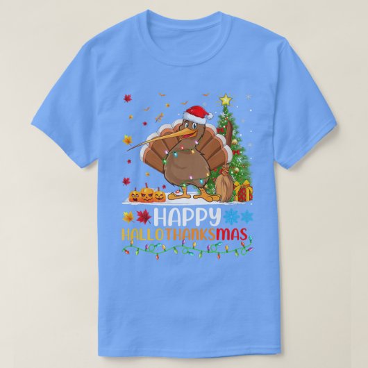 キウィバードラバーおもしろいハッピーキウイHelloThanksMas Tシャツ (デザイン正面)