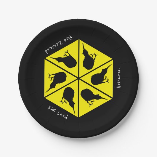 キウィバード&ニュージーランド/アオテアロア諸島（ピザ） ペーパープレート (正面)