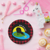 キウィバード&ニュージーランド、レッドバッファロープレイド素朴 ペーパープレート (パーティー)