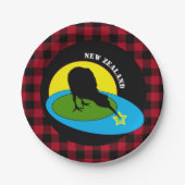 キウィバード&ニュージーランド、レッドバッファロープレイド素朴 ペーパープレート (正面)