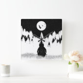 キウィ飛べない鳥 スクエア壁時計 (ホーム)