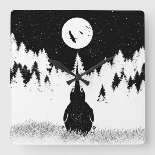 キウィ飛べない鳥 スクエア壁時計 (正面)