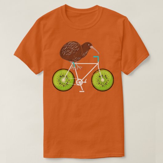 キウイおもしろい自転車ニュージーランド Tシャツ (デザイン正面)