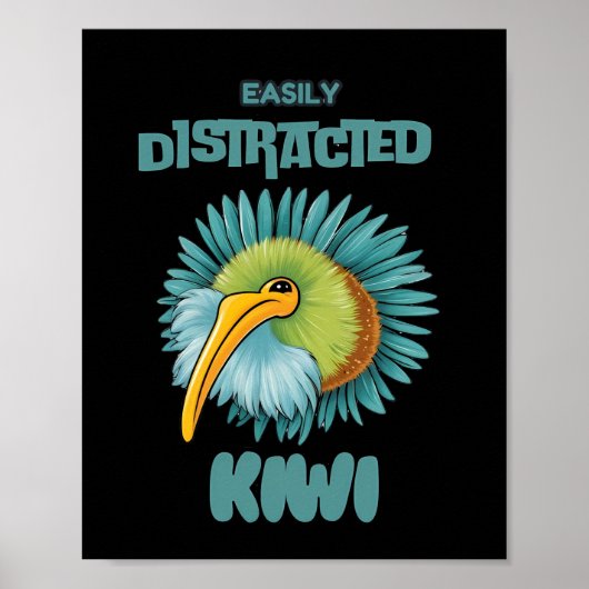 キウイに簡単に気を取られる ポスター (正面)