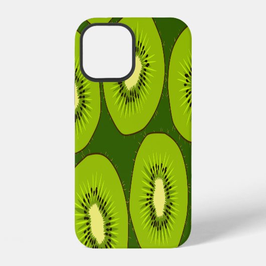 キウイのスライス:濃い緑 iPhoneケース (裏面)