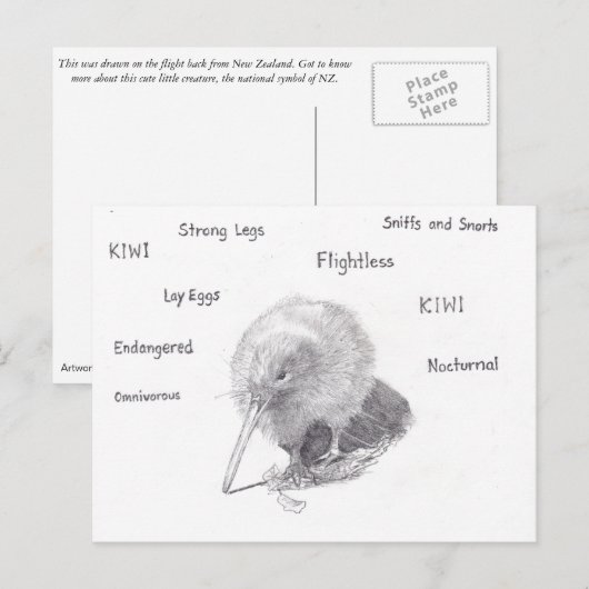 キウイを散歩に出る ポストカード (正面/裏面)