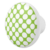 キウイグリーンとホワイト水玉模様セラミックノブ セラミックノブ (右)