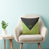 キウイバッシュグリーンとブラックモノグラム クッション (椅子)