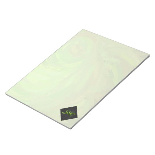 キウイバッシュグリーンとブラックモノグラム ノートパッド (アングル)