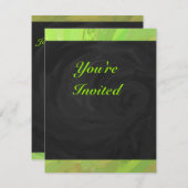 キウイバッシュグリーンとブラックモノグラム 招待状 (正面/裏面)