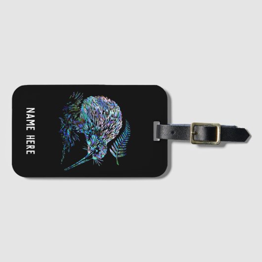 キウイパーソナライズされたニュージーランドパウアラゲッジタグ ラゲッジタグ (正面横)