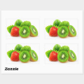 キウイフルーツとイチゴ 長方形シール (シート)