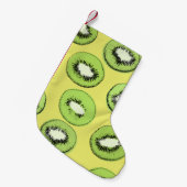 キウイフルーツのシームレスな模様、背景にキウイS スモールクリスマスストッキング (正面 (吊り時))