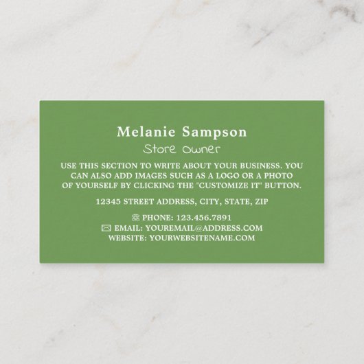 キウイフルーツ健康食品店 名刺 (裏面)