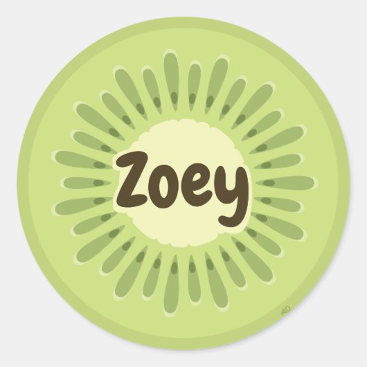 キウイフルーツ名ラベル ラウンドシール (正面)