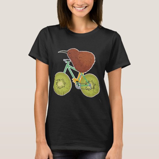 キウイフルーツ愛好家のためのニュージーランド自転車デザイン Tシャツ (正面)