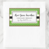 キウイフルーツ柄、自家製グリーンスムージーのラベル 長方形シール (バッグ)