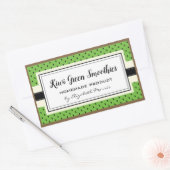 キウイフルーツ柄、自家製グリーンスムージーのラベル 長方形シール (封筒)