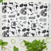 キウイ夏パターンTRANS キッチンタオル (折り畳み)