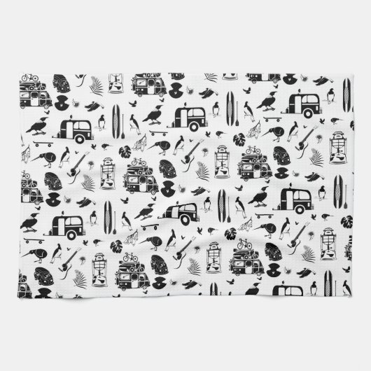 キウイ夏パターンTRANS キッチンタオル (横)