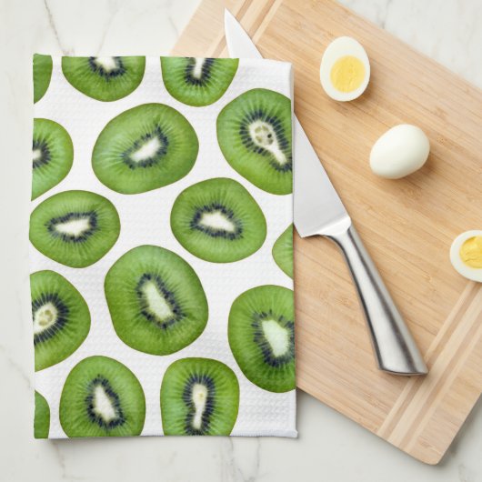 キウイ模様 キッチンタオル (四つ折り)