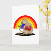 キウイ遊バードはアコースティックギター カード (黄色い花)