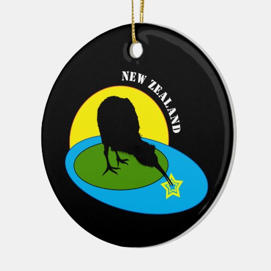 キウイ – ニュージーランドの鳥とブロ旅行(クリスマス) セラミックオーナメント (左)
