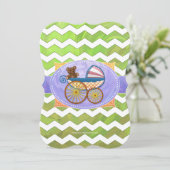 キウイ バッシュ グリーン チェック 赤ちゃん用品 招待状 (スタンド正面)