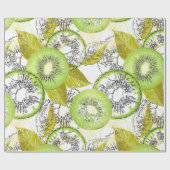 キウイ、果実、緑と白、新鮮、ジューシー、白 ラッピングペーパー (フラット)