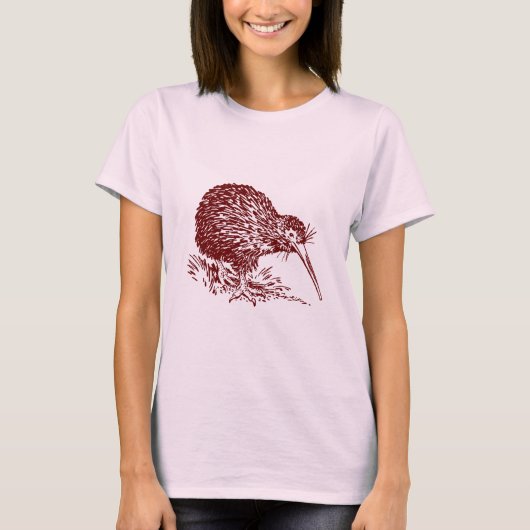 キウイ – 濃い赤 Tシャツ (正面)