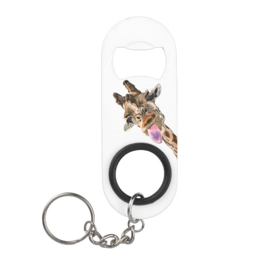 キエおもしろいーチェーンボトルオープナーよくはしゃぐとキリン キーホルダー栓抜き (正面)