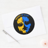 キエフ・ウクライナ国旗の戦闘機ジェットパイロット幽霊 ラウンドシール (封筒)