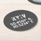 キエフ・ウクライナ緯度・経動揺して度 ラウンドペーパーコースター (アングル)