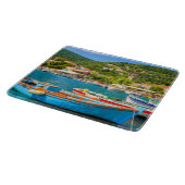 キオカラフルニ港のギリシャ魚釣りボート カッティングボード (角)