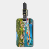 キオカラフルニ港のギリシャ魚釣りボート ラゲッジタグ (正面縦)