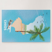 キオスのギリシャ図解入りの、写真付きのの地図。 ジグソーパズル (横)