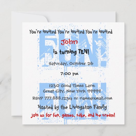 キカスタムッズ10誕生日ブルーダイヤモンドY13 招待状 (裏面)