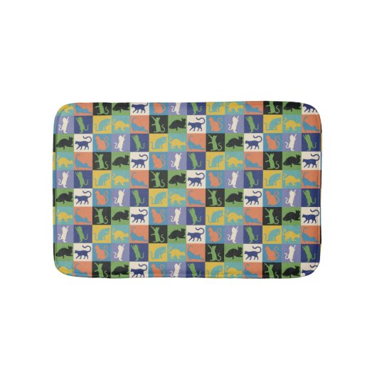 キカッコいいルトカラフルマスの猫のシルエット バスマット (正面)