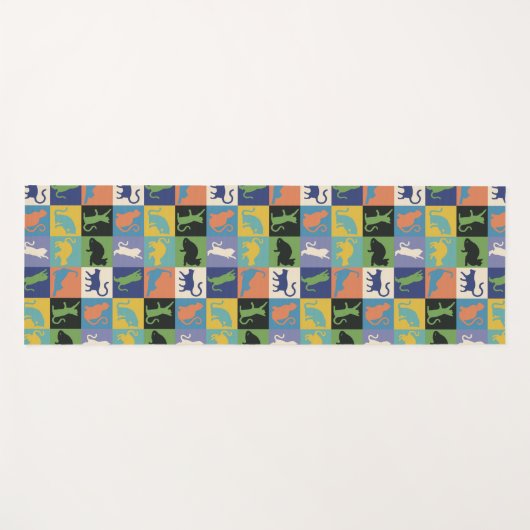 キカッコいいルトカラフルマスの猫のシルエット ヨガマット (正面(横))