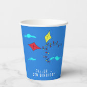キカラフルッツインブルースカイ子供の誕生日 紙コップ (裏面)