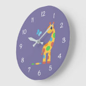 キカラフルリンと蝶の漫画 ラージ壁時計 (傾斜)