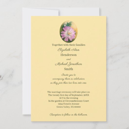 キクとクリームのフローラ結婚ズ 招待状 (正面)