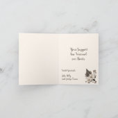 キクと葉 - クリーム色の背景に透け感。 サンキューカード (内部)