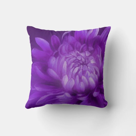キクのアートパープル装飾用クッション クッション (裏面)