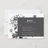 キクのインクアートRSVP応答カード 出欠カード (正面)