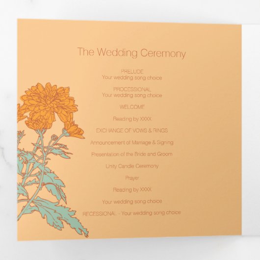 キクのオレンジフラワースケッチ 三つ折りプログラム (内部最初)