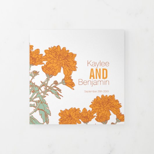 キクのオレンジフラワースケッチ 三つ折りプログラム (カバー)