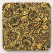 キクの花とオレンジカブト コースター (正面)